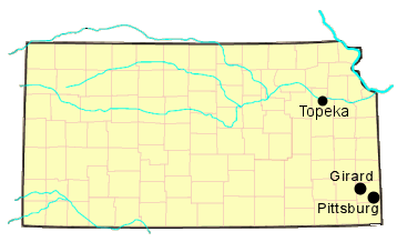 DeGruson Map; Topeka, Girard and Pittsburg, Kansas